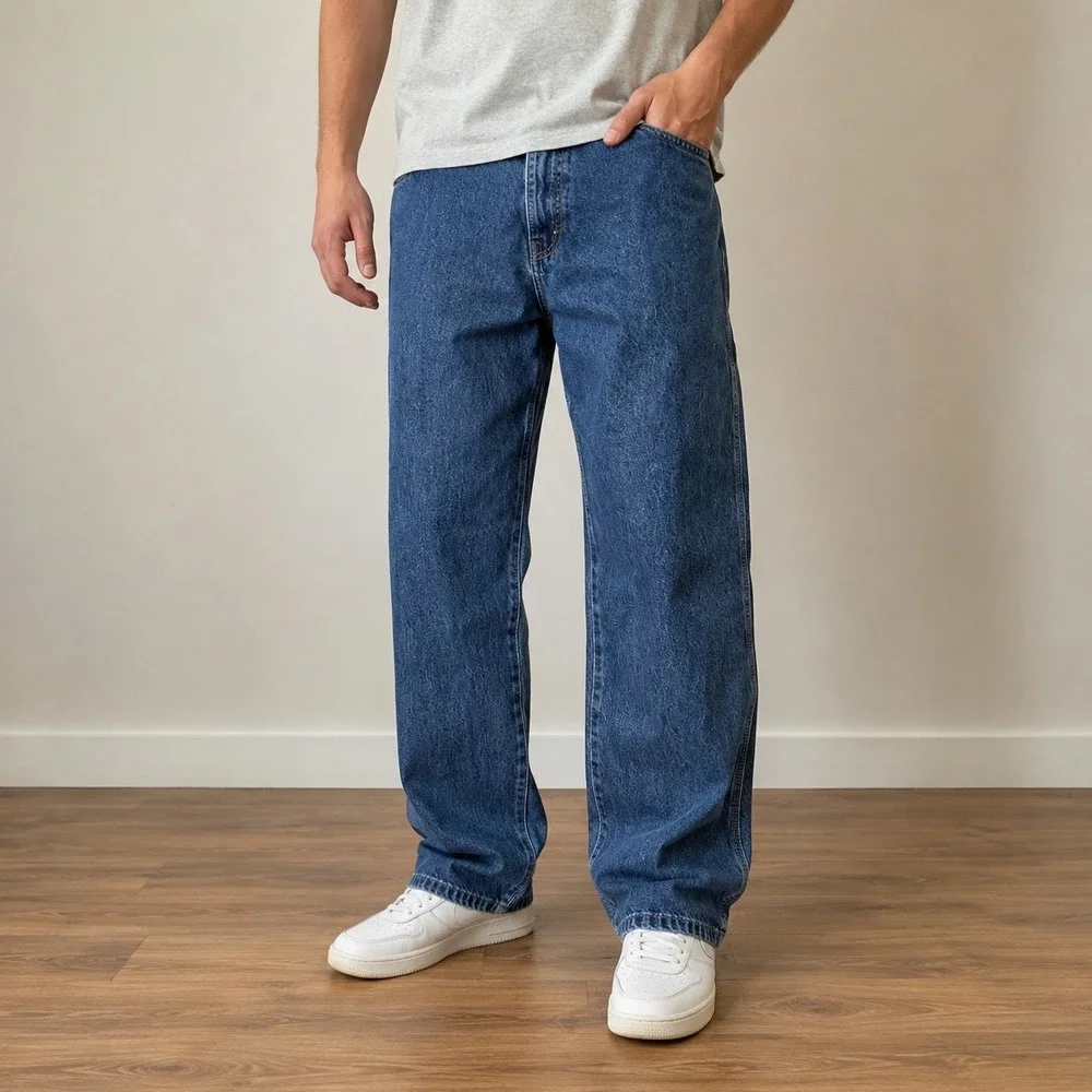 Wrangler Jeans Men 42x30 Blue Carpenter Loose Fit Denim Workwear Utility Relaxed